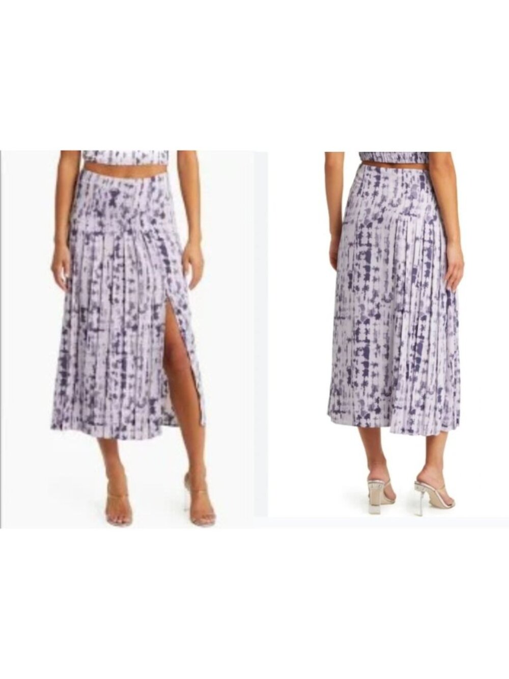 Open Edit Pleated Midi Skirt , Purple,  XS